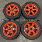 JDM Volk Racing TE37 Orange 15 inch Wheels